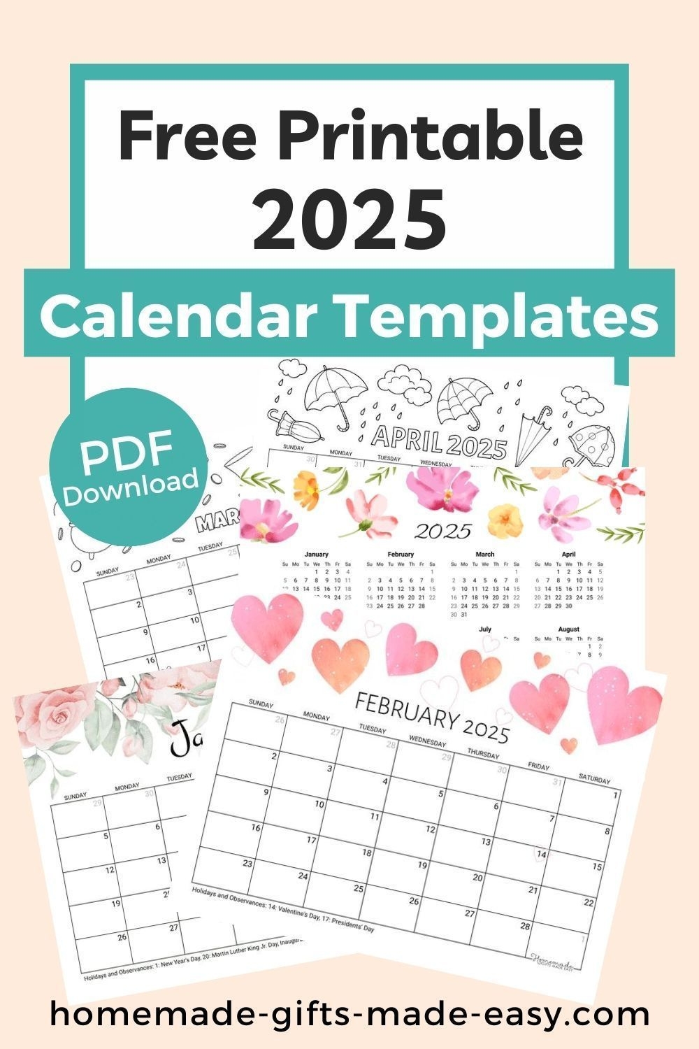 2025 Printable Calendar Homemade Gifts Made Easy Printable Calendars