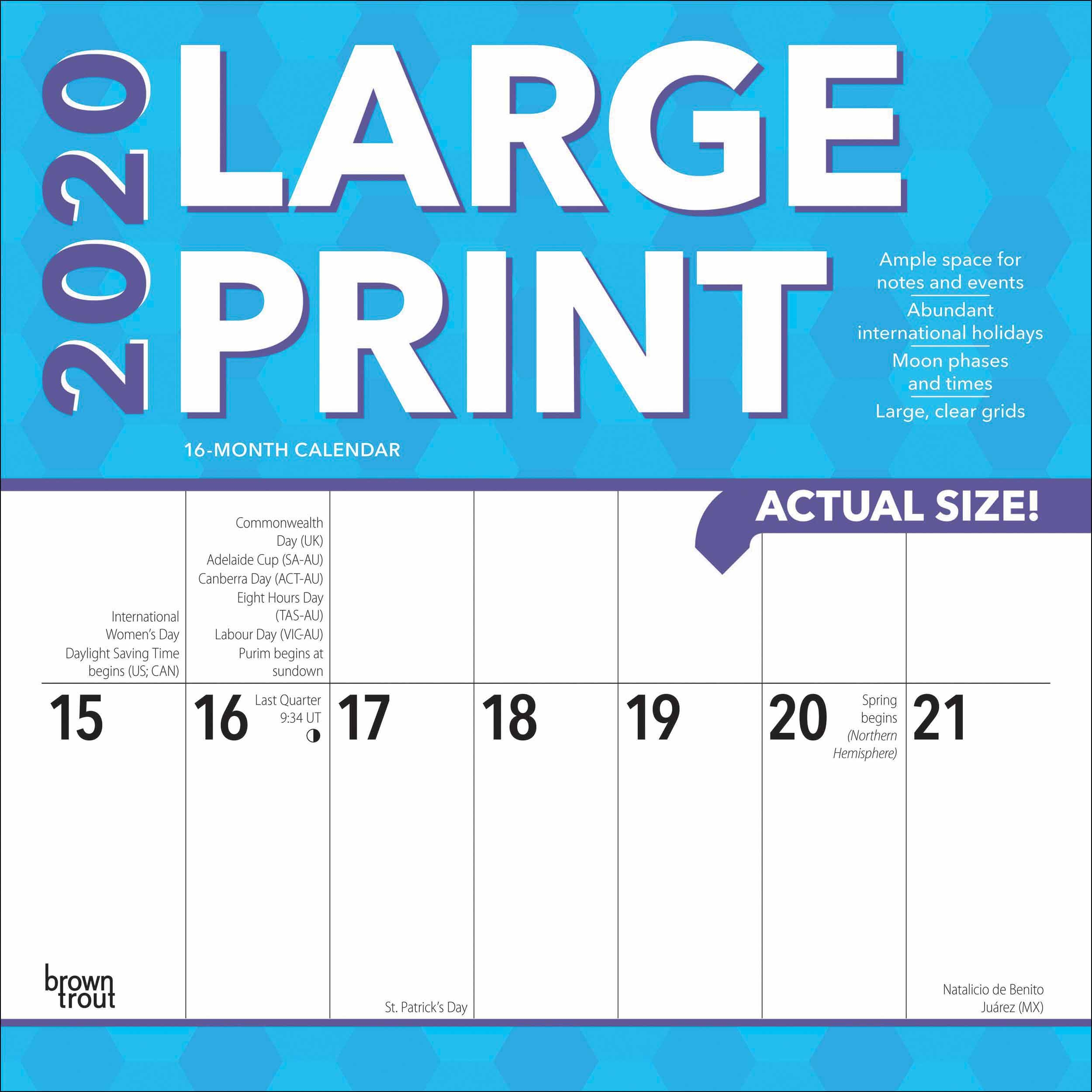 Big Block Calendar 2025 Barbara G Vickrey