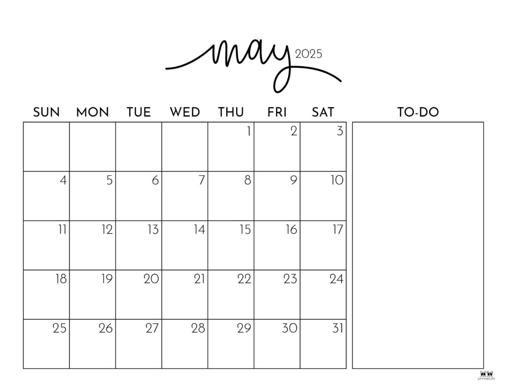 May 2025 Calendars 107 FREE Printables Printabulls