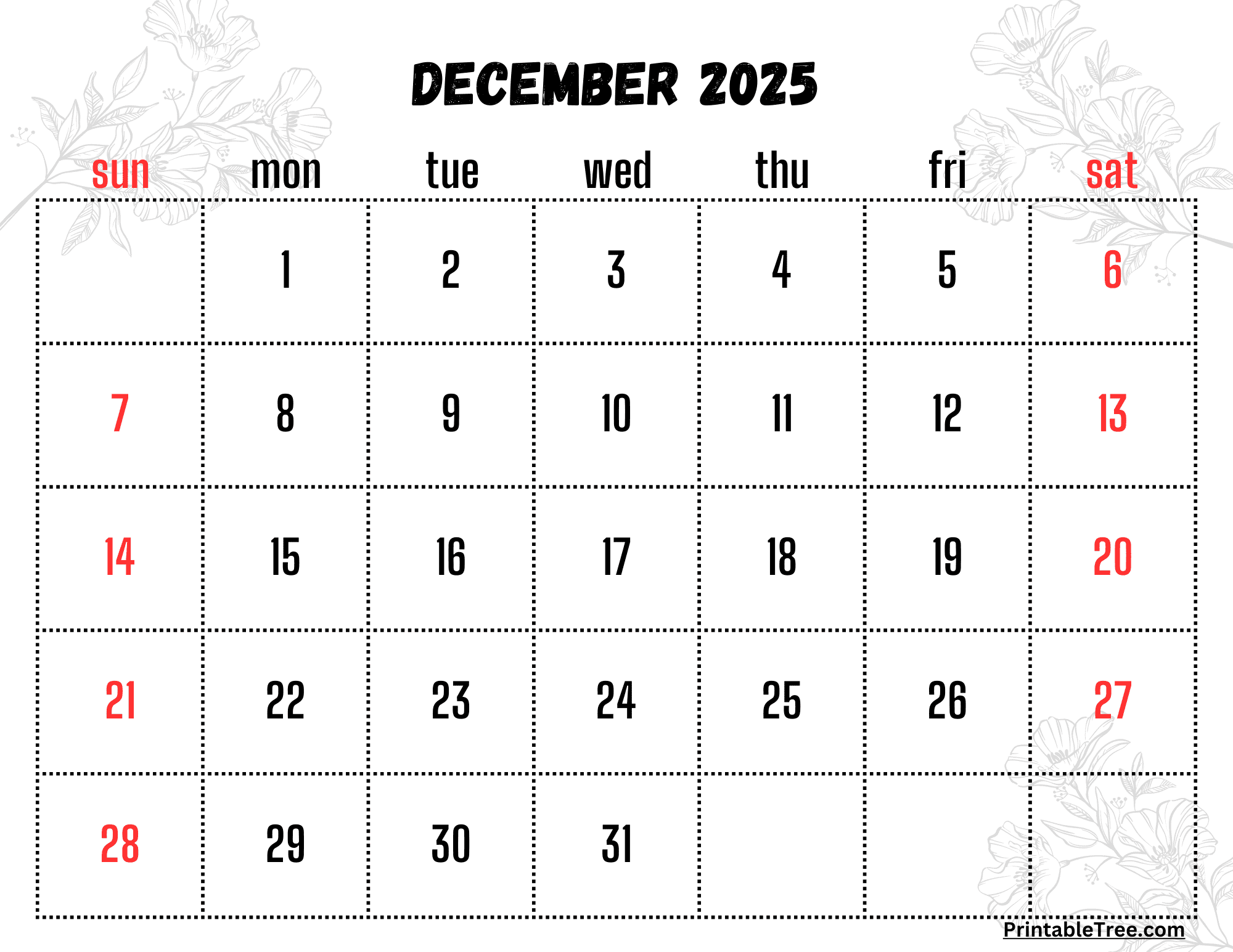 November December 2025 Calendar Pdf Printable Haily Kellsie