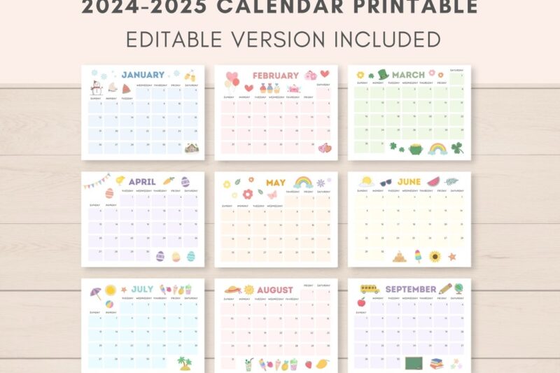 September 2024 May 2025 Calendar Printable