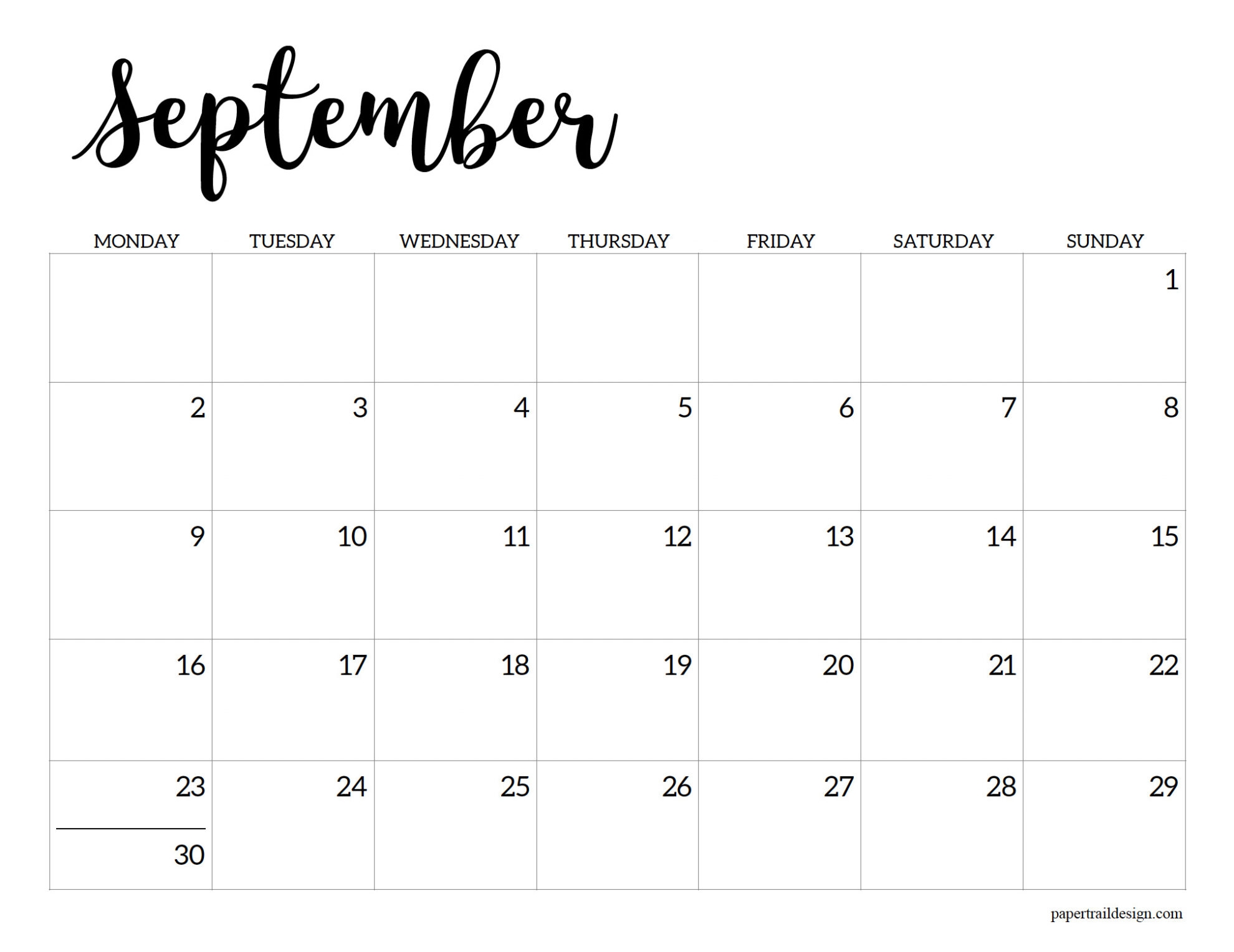 2024 2025 Printable School Calendar Paper Trail Design