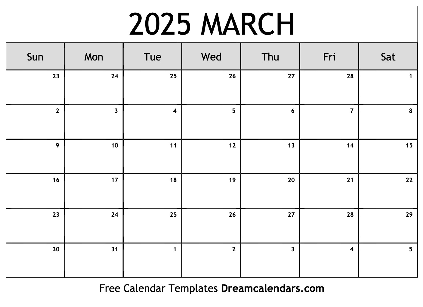 Empty Calendar March 2025 Miranda J Snyder