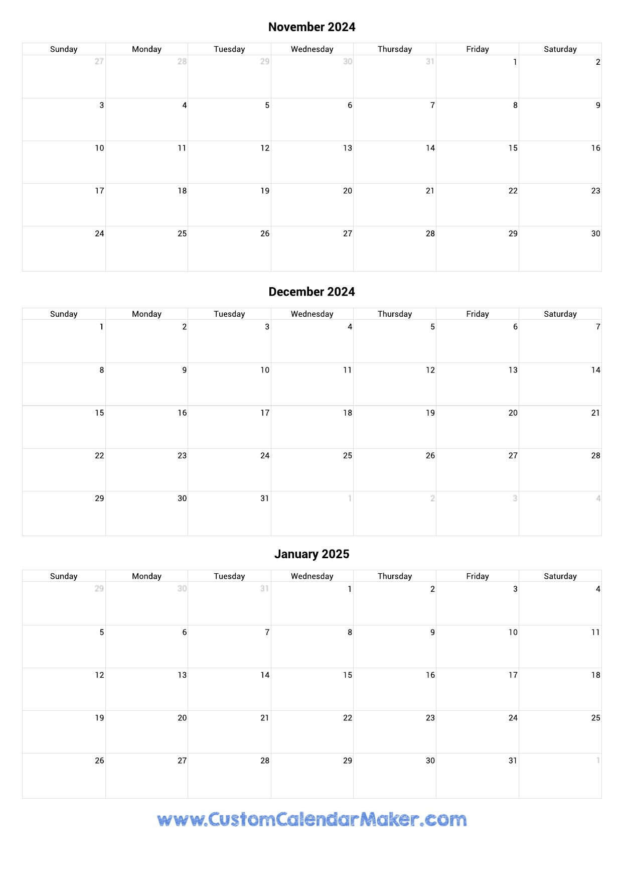 January Through May 2025 Calendar Printable Julian McCarron