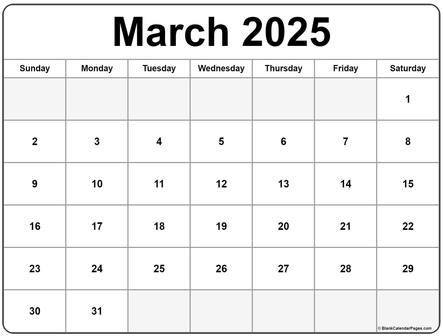 March 2025 Calendar Free Printable Calendars