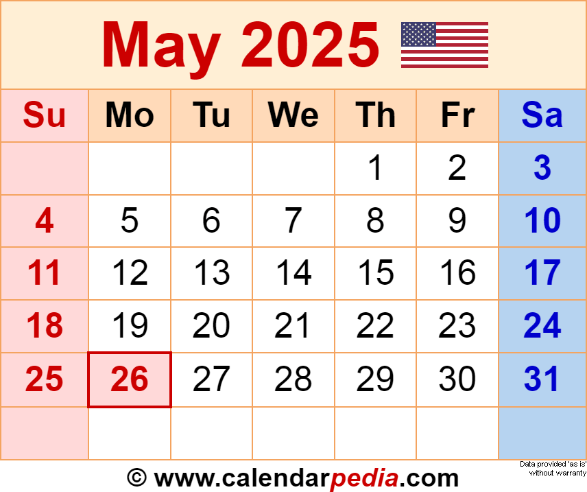 May 2025 Weekly Calendar Riku Deboer